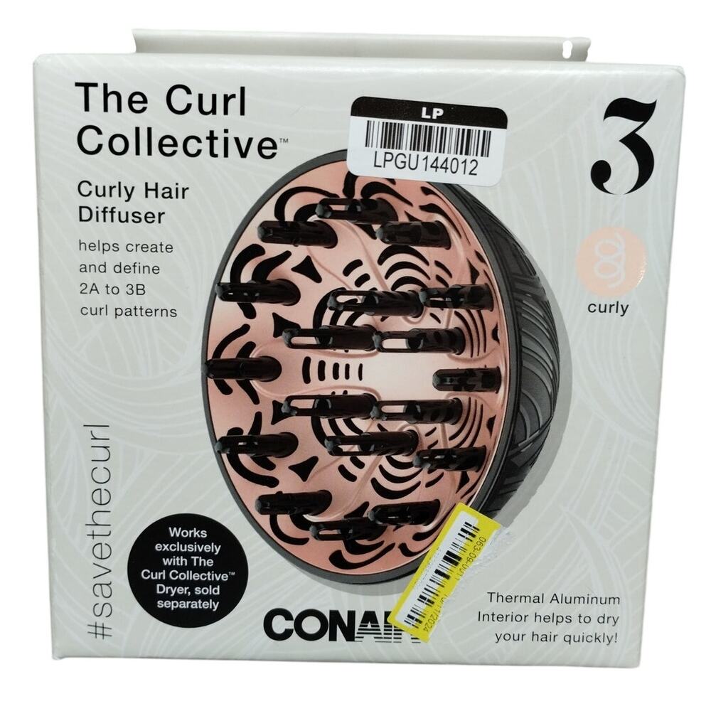 Conair Curl Collective Curly Hair Diffuser 3 Frizz Reducer Attachment Pink NEW